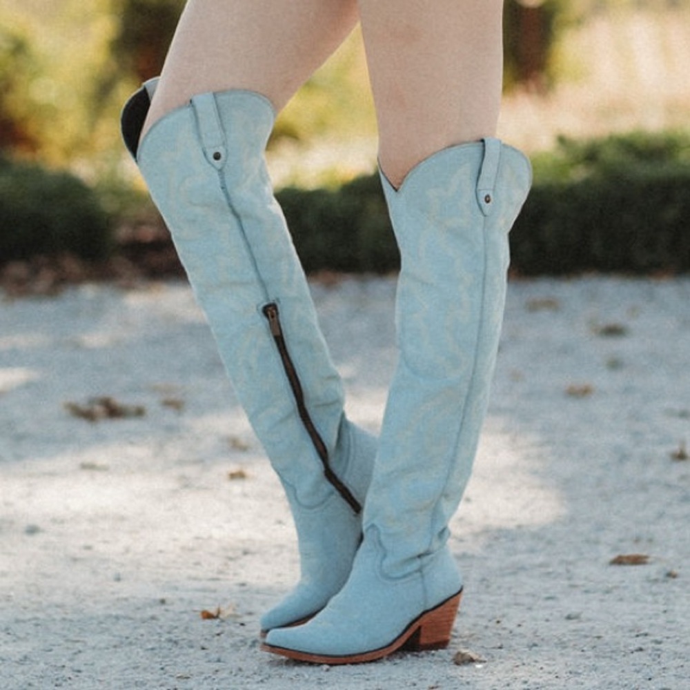 Light Blue Liberty Black Cowboy Boots